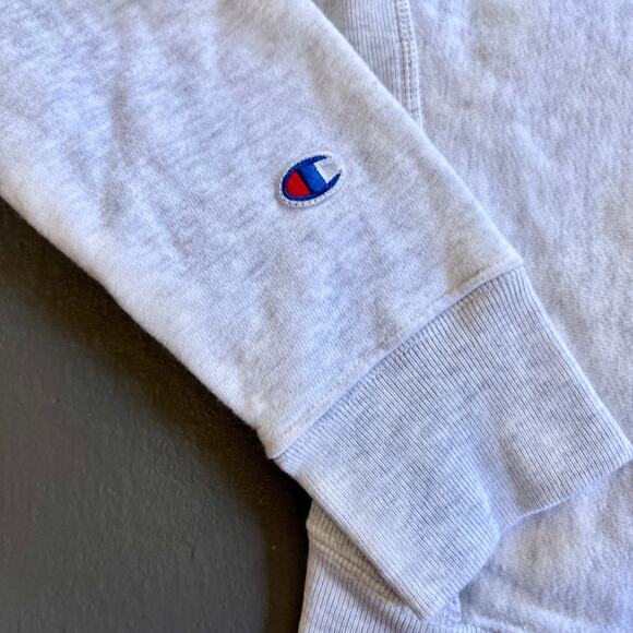 Champion Reverse Weave Heather Gray Spellout Hoodie Small - Picture 7 of 10